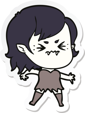 Bir insan tarafından çizilmiş kızgın bir vampir kızın çıkartması.