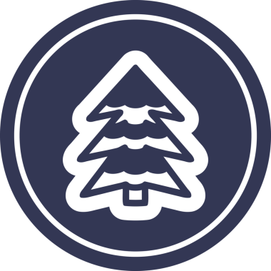 Bir insan tarafından çizilmiş karlı ağaç dairesel simgesi