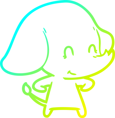 Bir insan tarafından çizilmiş şirin bir filin soğuk gradyan çizgisi