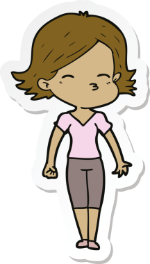 Bir insan tarafından çizilmiş bir karikatür kadının çıkartması.