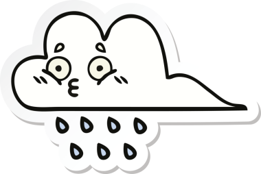 Bir insan tarafından çizilmiş şirin bir yağmur bulutunun çıkartması.