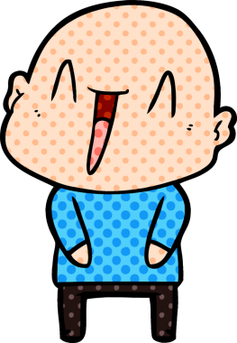 Bir insan tarafından çizilmiş mutlu, kel adam.