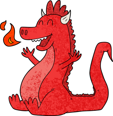 Bir insan tarafından çizilmiş mutlu ejderha.