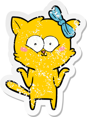 Bir insan tarafından çizilmiş karikatür bir kedinin sıkıntılı çıkartması.