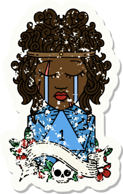 Retro Dövme Tarzı Ağlayan İnsan Barbar Bir D20 rulo ile bir insan tarafından çizilmiş