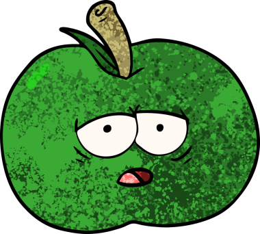 bir insan tarafından çizilmiş elma karikatürü