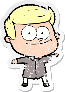 Bir insan tarafından çizilmiş mutlu bir adamın sıkıntılı çıkartması.