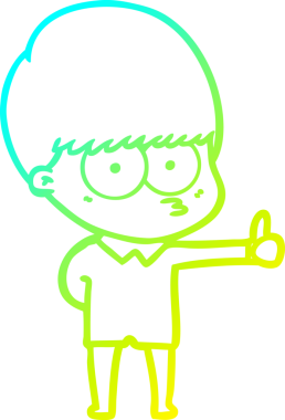 Meraklı bir çizgi film karakterinin insan tarafından çizilmiş soğuk çizgi çizimi.