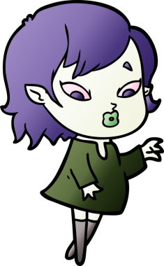 Bir insan tarafından çizilmiş şirin vampir kız çizgi filmi.