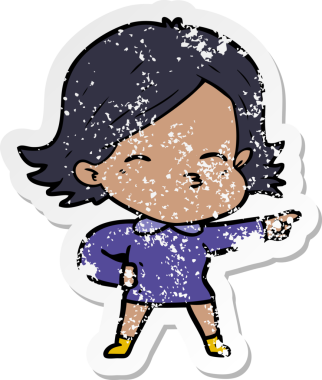 Bir insan tarafından çizilmiş karikatür kadının sıkıntılı çıkartması.