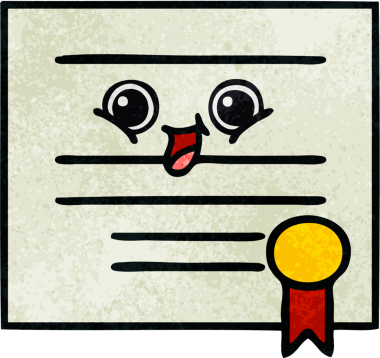 Bir insan tarafından çizilmiş mezuniyet diplomasının retro grunge dokusu.