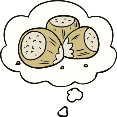 Bir insan tarafından çizilmiş düşünce baloncuklu fındıklar.