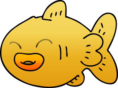 bir insan tarafından çizilmiş gölgelenmiş garip karikatür balığı.