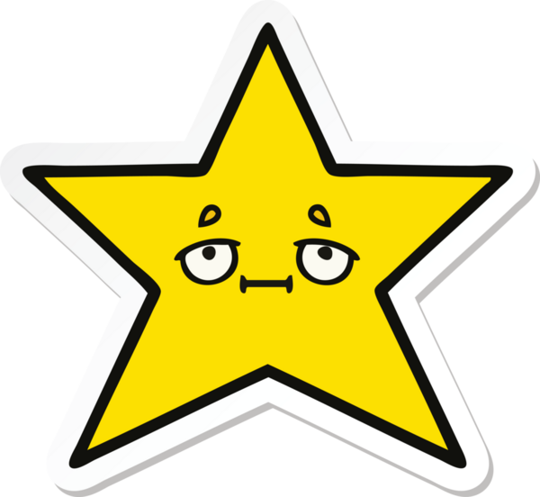 Bir insan tarafından çizilmiş şirin bir çizgi film yıldızının çıkartması.