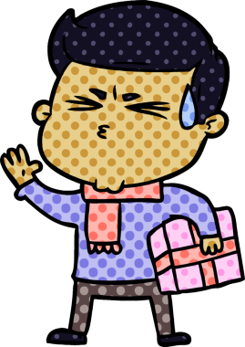 Bir insan tarafından çizilmiş terleyen çizgi film adamı.