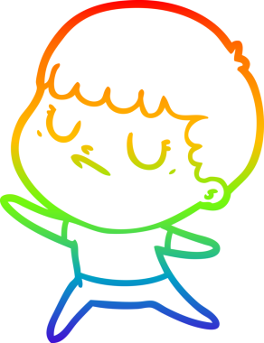 Gökkuşağı gradyan çizgi çizimi bir insan tarafından çizilmiş huysuz bir çocuk