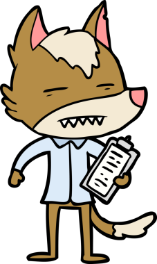 Bir insan tarafından çizilmiş dişleri gösteren bir ofis kurdu.