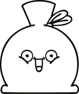 Bir insan tarafından çizilmiş çuval karikatürü.