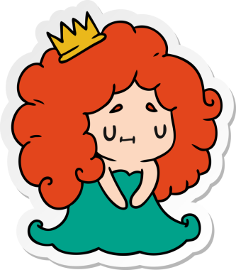 Bir insan tarafından çizilmiş tatlı bir kawai prensesinin karikatür çizimi.