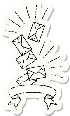 Bir insan tarafından çizilmiş dövme stili eski bir etiket.