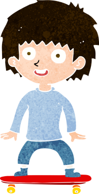 Bir insan tarafından çizilmiş kaykaylı çocuk.