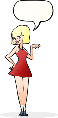 Bir insan tarafından çizilmiş konuşma balonu olan güzel bir kadın.