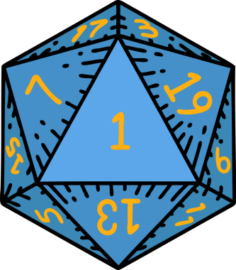 Retro Dövme Biçimi Doğal 1D20 zar bir insan tarafından çizildi