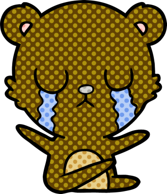 Bir insan tarafından çizilmiş ağlayan çizgi film ayısı.