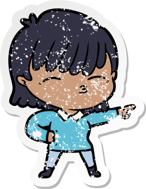 Bir insan tarafından çizilmiş karikatür bir kadının sıkıntılı çıkartması.