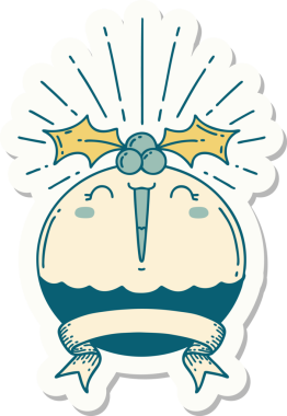 Bir insan tarafından çizilmiş bir dövme stili noel pudingi.