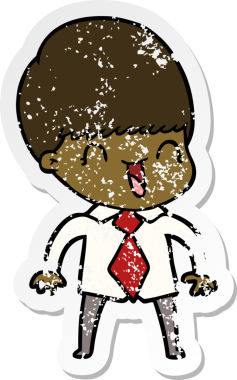 Bir insan tarafından çizilmiş mutlu çizgi film çocuğunun sıkıntılı çıkartması.