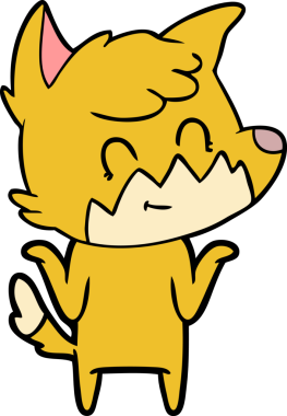 Bir insan tarafından çizilmiş çizgi film dostu tilki.