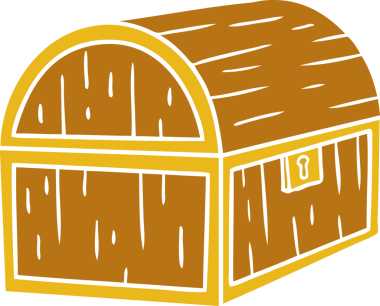 Bir insan tarafından çizilmiş hazine sandığının karikatürü.