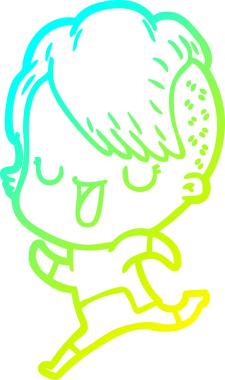 Hipster saç kesimi bir insan tarafından çizilmiş hoş bir çizgi film kızı çizimi.