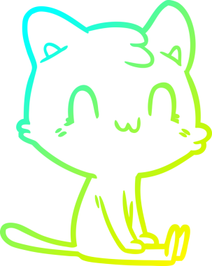 Bir insan tarafından çizilen mutlu çizgi bir kedinin soğuk gradyan çizimi