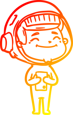 Bir insan tarafından çizilmiş mutlu bir astronotun sıcak çizgi çizimi