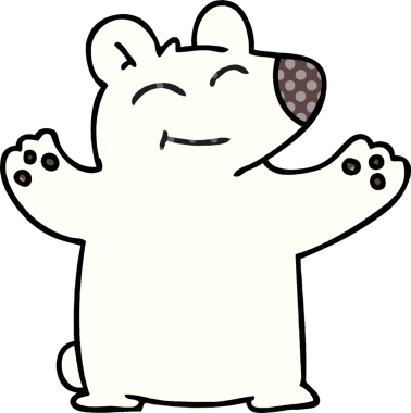 Bir insan tarafından çizilmiş çizgi roman tarzı tuhaf kutup ayısı.