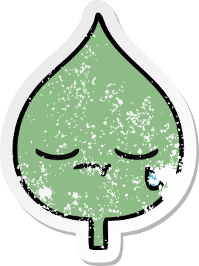 Sevimli bir çizgi film karakterinin sıkıntılı çıkartması. Bir insan tarafından çizilmiş ifade yaprağı.