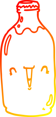 Bir insanın çizdiği süt şişesinin sıcak çizgi çizimi.