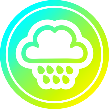 Bir insan tarafından çizilen serin gradyan bitiş ile yağmur bulutu dairesel simgesi
