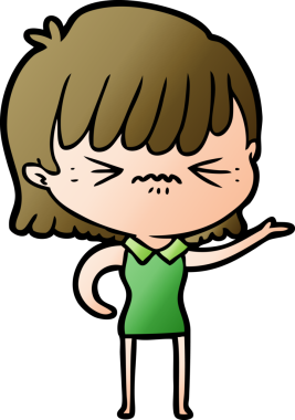 Bir insan tarafından çizilmiş kızgın çizgi film kızı.