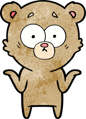 Çizgi film ayısı bir insan tarafından çizilmiş omuzlarını silkiyor.