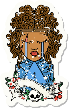 Retro Dövme Tarzı Ağlayan İnsan Barbar Bir D20 rulo ile bir insan tarafından çizilmiş