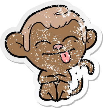 Bir insan tarafından çizilmiş komik bir maymunun sıkıntılı çıkartması.