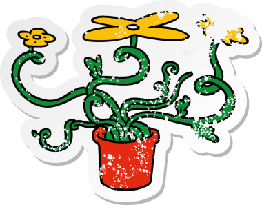 Bir insan tarafından çizilmiş bir çiçek bitkisinin çizilmiş karikatürü.