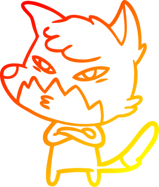 Bir insan tarafından çizilmiş akıllı bir tilkinin sıcak çizgi çizimi