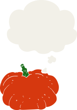 insan tarafından çizilmiş düşünce baloncuklu çizgi film balkabağı