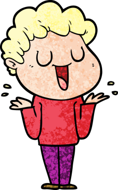 Bir insan tarafından çizilmiş gülen karikatür adam.