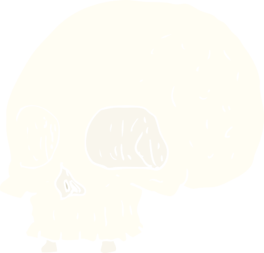 Bir insan tarafından çizilmiş eski kafatasının düz renk çizimi