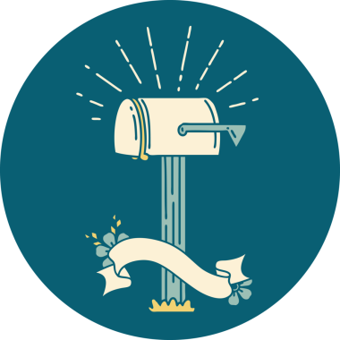 Bir insan tarafından çizilmiş dövme stili kapalı posta kutusu simgesi